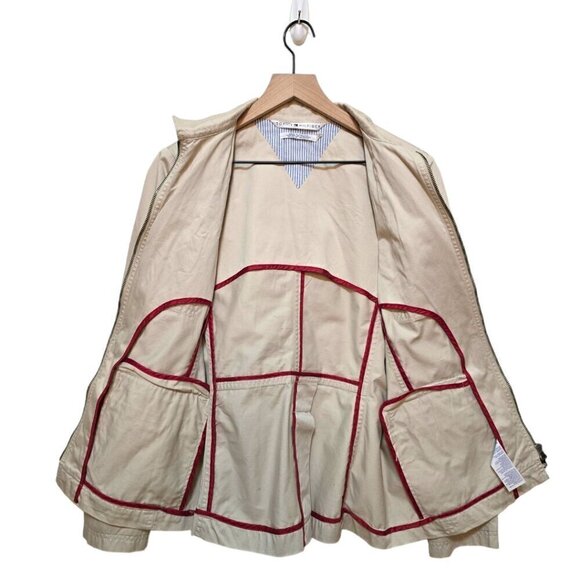 Tommy Hilfiger Vintage Y2K Khaki Deconstructed Zip Front Jacket Sz 12 - Picture 6 of 11